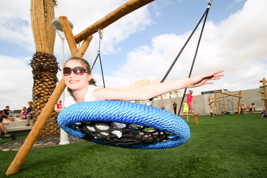 Playground girl swing front